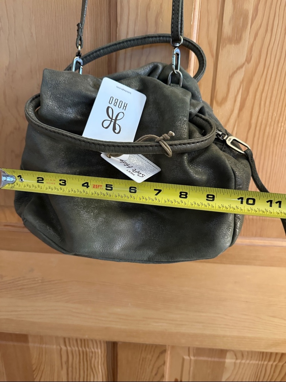 HOBO Olive Metallic Green Leather Crossbody Bag/clutch - Picture 11 of 12